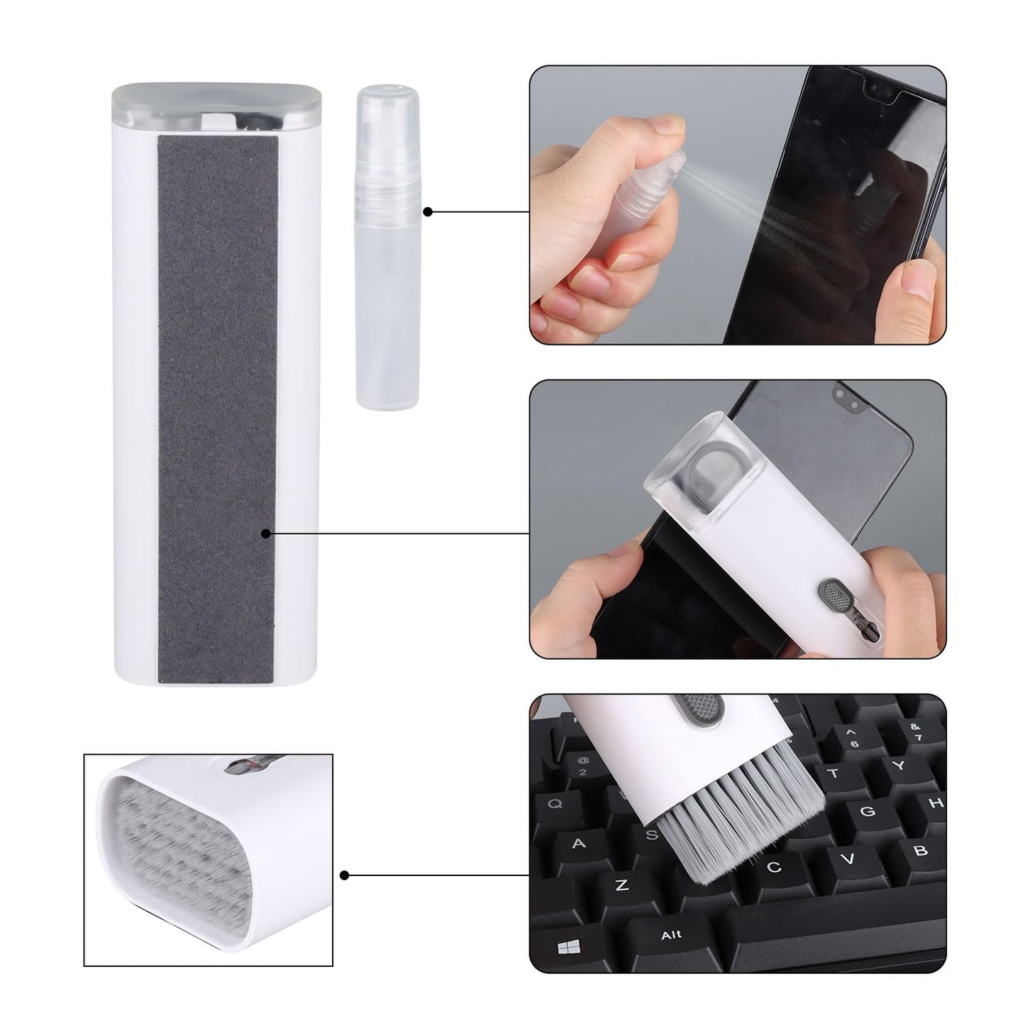 Kit de limpieza electrónica 7 en 1, limpiador de teclado, kit de limpieza de laptop para monitor, teléfono celular, auriculares, Lego, lente de cámara de computadora portátil (rosa)