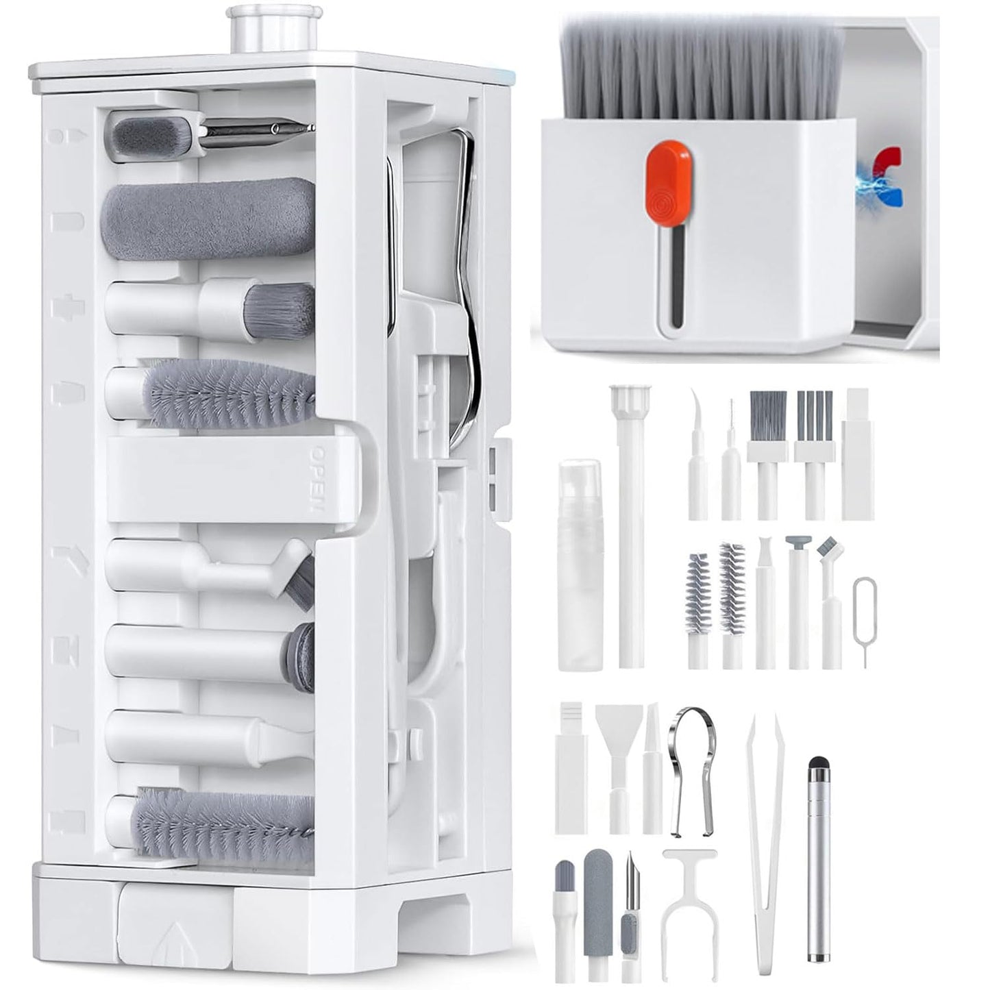Kit de limpieza electrónica 7 en 1, limpiador de teclado, kit de limpieza de laptop para monitor, teléfono celular, auriculares, Lego, lente de cámara de computadora portátil (rosa)