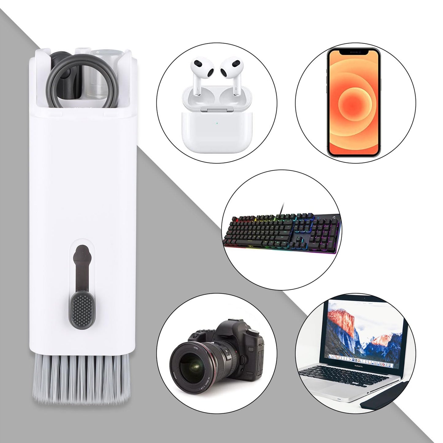 Kit de limpieza electrónica 7 en 1, limpiador de teclado, kit de limpieza de laptop para monitor, teléfono celular, auriculares, Lego, lente de cámara de computadora portátil (rosa)