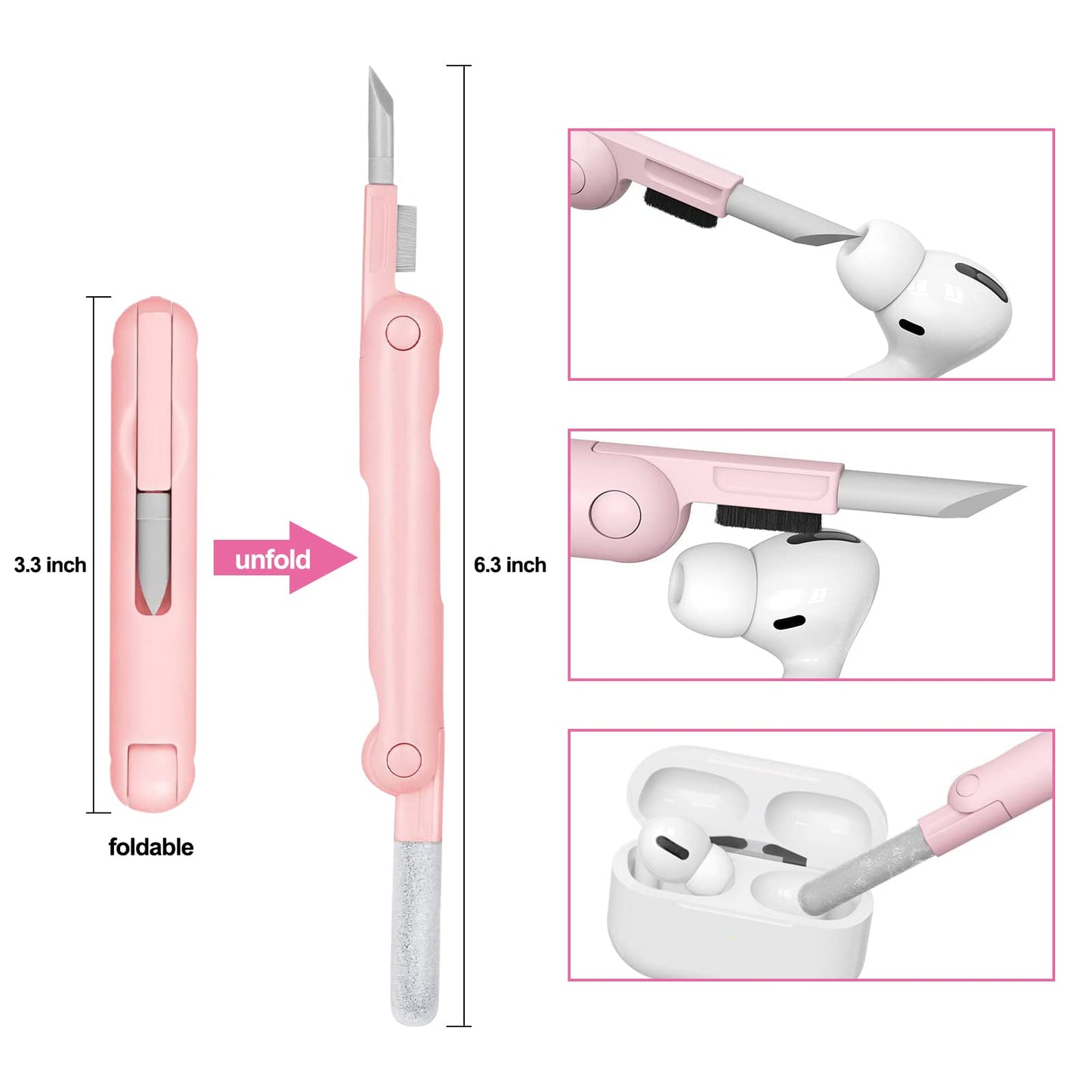 Kit de limpieza electrónica 7 en 1, limpiador de teclado, kit de limpieza de laptop para monitor, teléfono celular, auriculares, Lego, lente de cámara de computadora portátil (rosa)