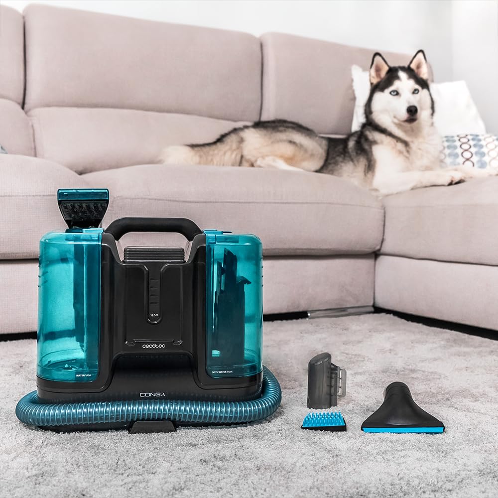 Cecotec Aspirador de Tapicerías con Cable Conga 4000 Carpet&Spot Clean. 400 W, 2 Depósitos: de Agua Limpia y Otro de Sucia, Pulverizador de Agua y 12 kpa de Succión, Radio de Acción 5m