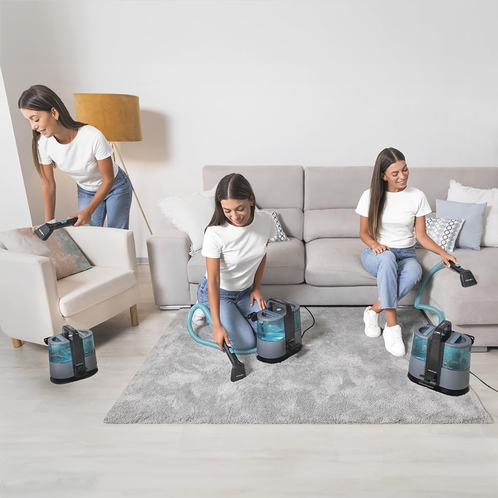 Cecotec Aspirador de Tapicerías con Cable Conga 4000 Carpet&Spot Clean. 400 W, 2 Depósitos: de Agua Limpia y Otro de Sucia, Pulverizador de Agua y 12 kpa de Succión, Radio de Acción 5m