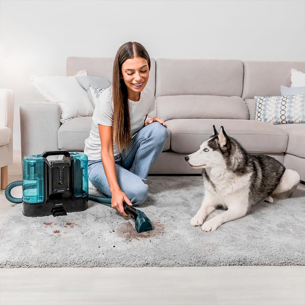 Cecotec Aspirador de Tapicerías con Cable Conga 4000 Carpet&Spot Clean. 400 W, 2 Depósitos: de Agua Limpia y Otro de Sucia, Pulverizador de Agua y 12 kpa de Succión, Radio de Acción 5m