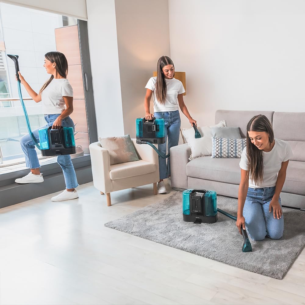 Cecotec Aspirador de Tapicerías con Cable Conga 4000 Carpet&Spot Clean. 400 W, 2 Depósitos: de Agua Limpia y Otro de Sucia, Pulverizador de Agua y 12 kpa de Succión, Radio de Acción 5m