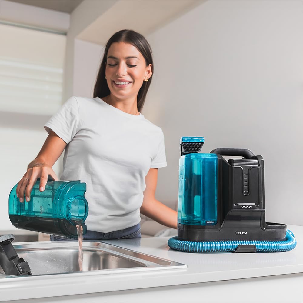Cecotec Aspirador de Tapicerías con Cable Conga 4000 Carpet&Spot Clean. 400 W, 2 Depósitos: de Agua Limpia y Otro de Sucia, Pulverizador de Agua y 12 kpa de Succión, Radio de Acción 5m