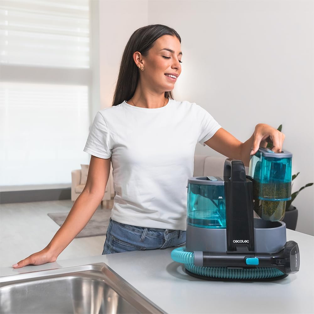 Cecotec Aspirador de Tapicerías con Cable Conga 4000 Carpet&Spot Clean. 400 W, 2 Depósitos: de Agua Limpia y Otro de Sucia, Pulverizador de Agua y 12 kpa de Succión, Radio de Acción 5m