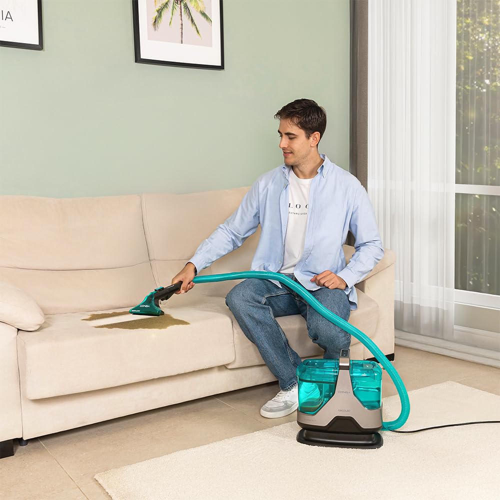 Cecotec Aspirador de Tapicerías con Cable Conga 4000 Carpet&Spot Clean. 400 W, 2 Depósitos: de Agua Limpia y Otro de Sucia, Pulverizador de Agua y 12 kpa de Succión, Radio de Acción 5m