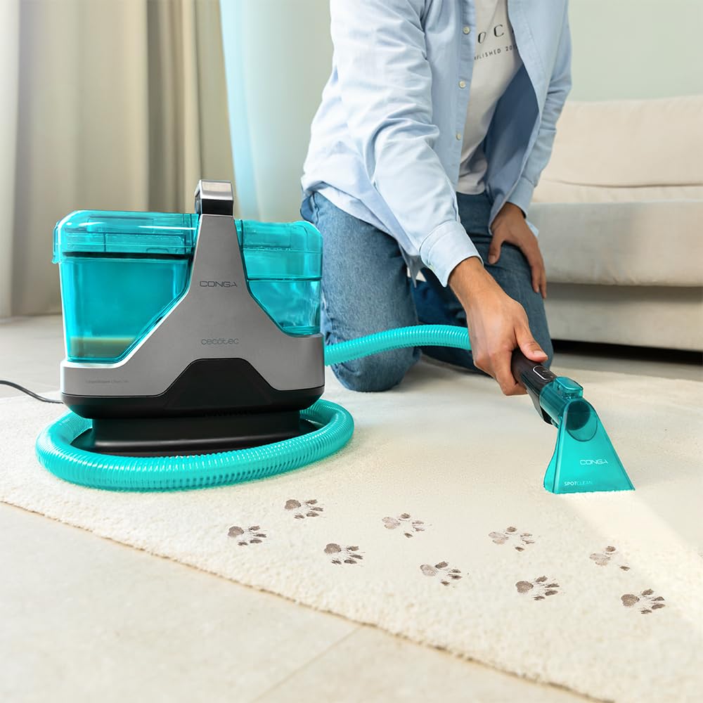 Cecotec Aspirador de Tapicerías con Cable Conga 4000 Carpet&Spot Clean. 400 W, 2 Depósitos: de Agua Limpia y Otro de Sucia, Pulverizador de Agua y 12 kpa de Succión, Radio de Acción 5m