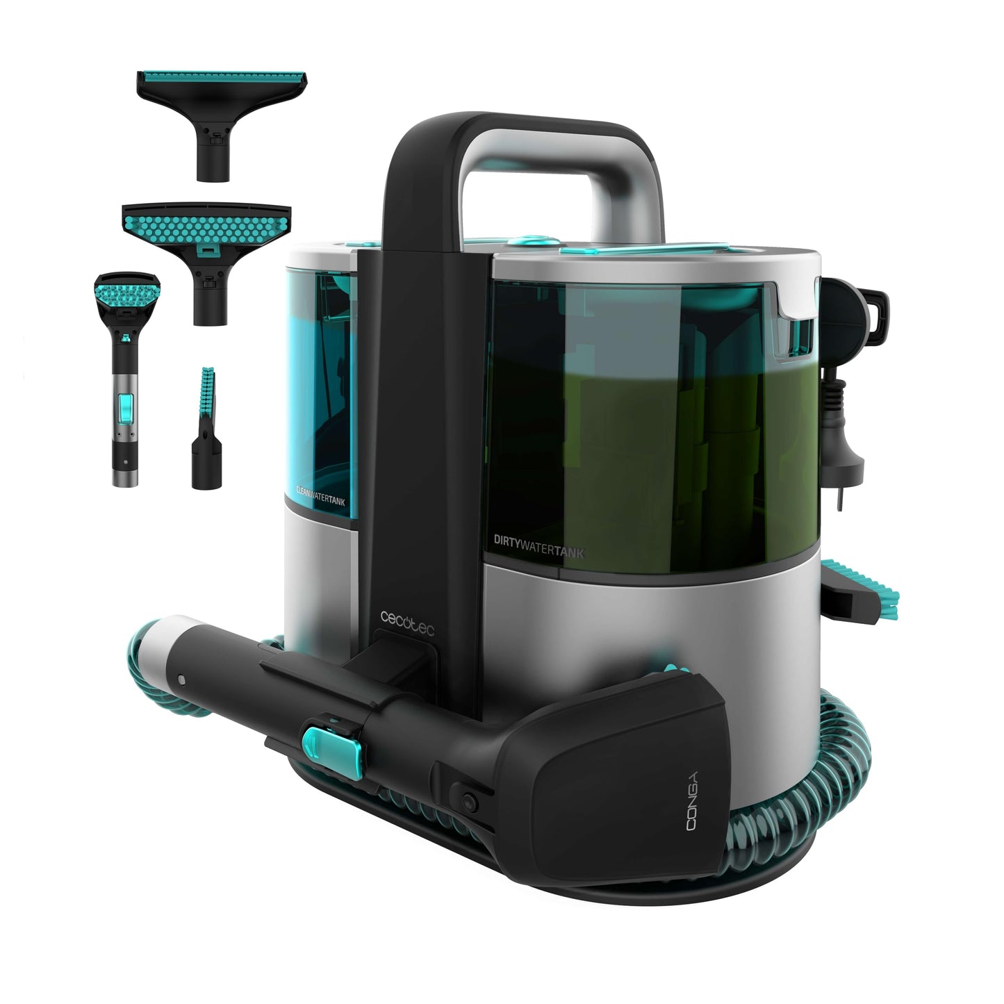 Cecotec Aspirador de Tapicerías con Cable Conga 4000 Carpet&Spot Clean. 400 W, 2 Depósitos: de Agua Limpia y Otro de Sucia, Pulverizador de Agua y 12 kpa de Succión, Radio de Acción 5m