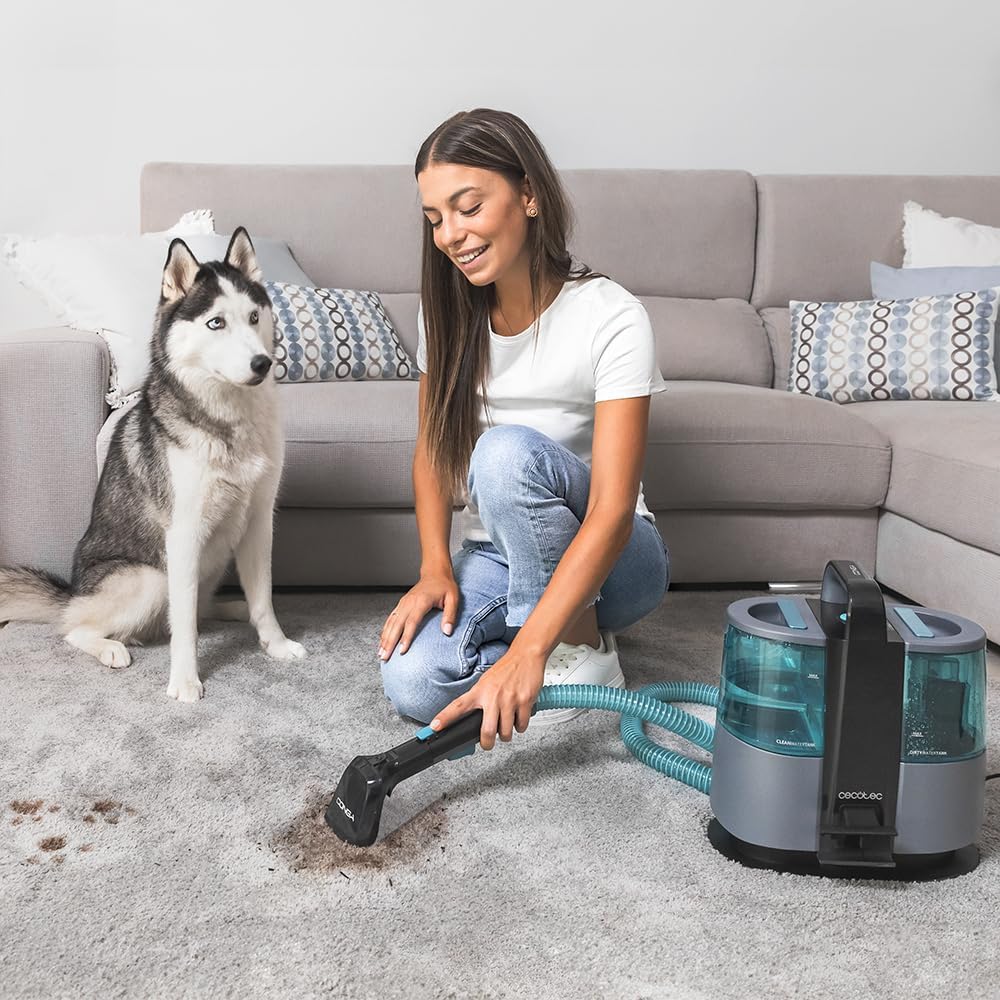 Cecotec Aspirador de Tapicerías con Cable Conga 4000 Carpet&Spot Clean. 400 W, 2 Depósitos: de Agua Limpia y Otro de Sucia, Pulverizador de Agua y 12 kpa de Succión, Radio de Acción 5m