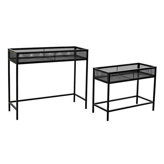 Set of Planters Home ESPRIT Black Metal 70 x 25 x 60 cm-0