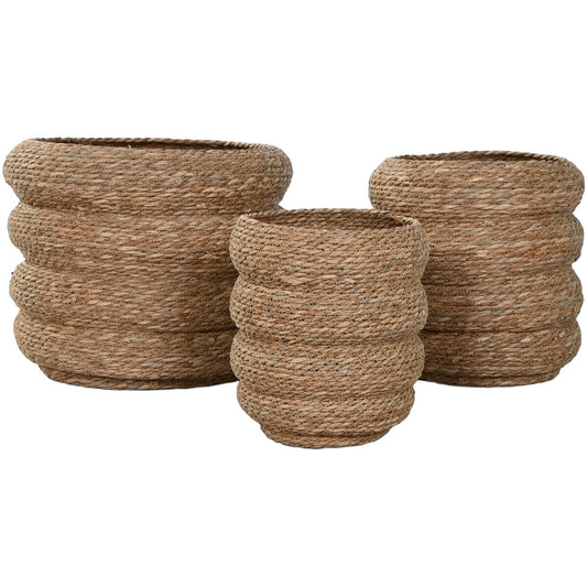 Planter Home ESPRIT Brown Fibre Urban 42 x 42 x 39 cm (3 Pieces)-0